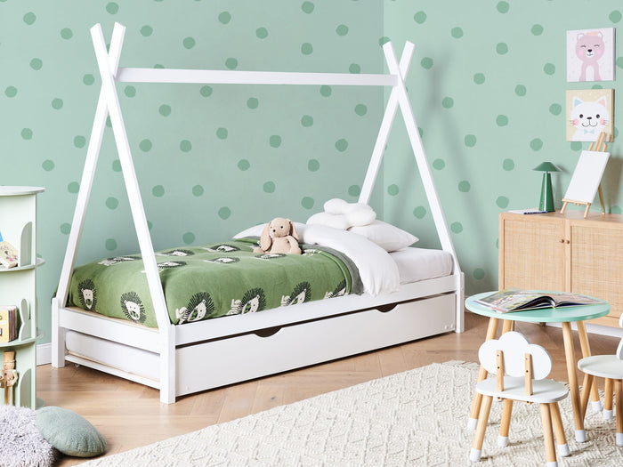 Beliani-TALMONTIERS-Onderschuifbed-Wit-90 x 200 cm-Grenenhout