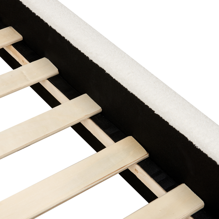 Beliani - ANET - Bed - Gebroken wit - 90 x 200 cm - Bouclé