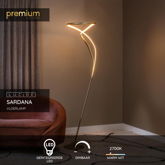 Lucide Premium SARDANA Vloerlamp - Mat Goud | Messing