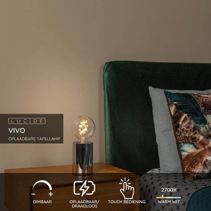 Lucide VIVO Tafellamp - Chroom