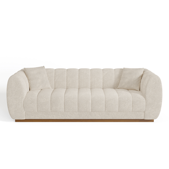 3-zitsbank in crème fluweel 229cm