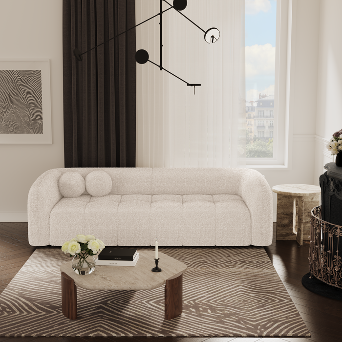 Sofa 3 zits crème bouclette 226cm