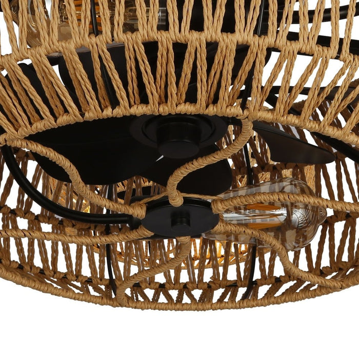 CristalRecord Plafondventilator Greip Ø 49 cm touw beige zwart