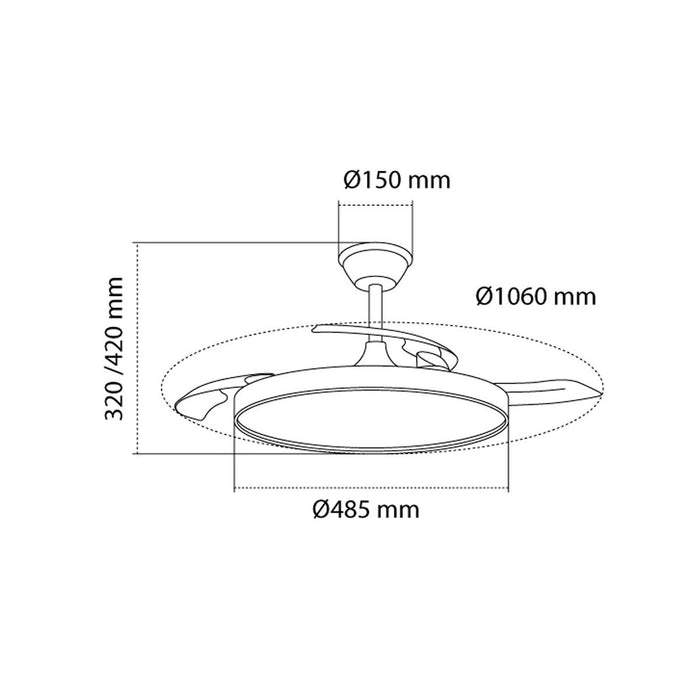 CristalRecord Plafondventilator Polaris Ø 106 cm wit