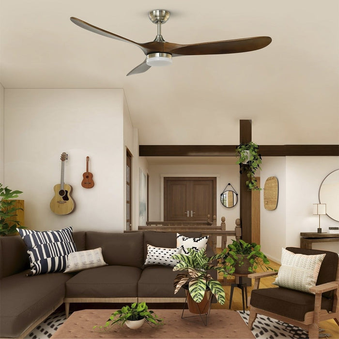 CristalRecord Plafondventilator Yenbig Ø 152 cm donker hout mat chroom