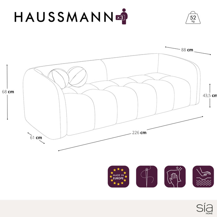 Sofa 3 zits crème bouclette 226cm
