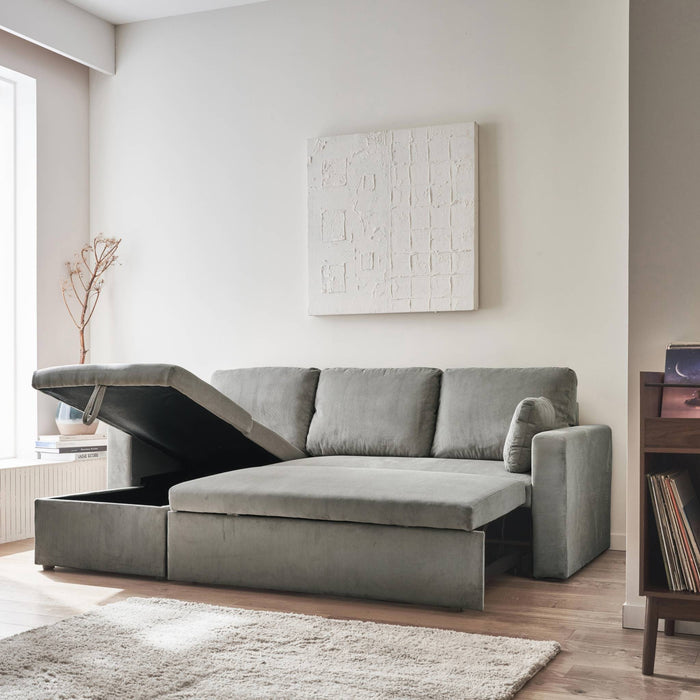 sweeek - Corduroy hoekslaapbank, 3-zits