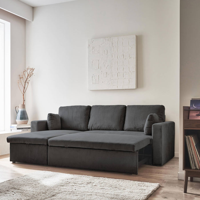 sweeek - Corduroy hoekslaapbank, 3-zits