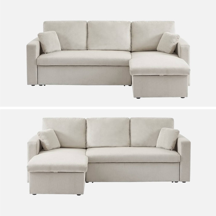 sweeek - Corduroy hoekslaapbank, 3-zits