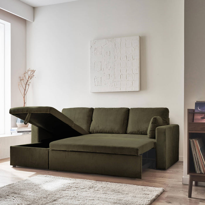 sweeek - Corduroy hoekslaapbank, 3-zits