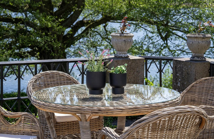 House Nordic - Tuintafel Larisa kubu|Glasplaat ø120cm