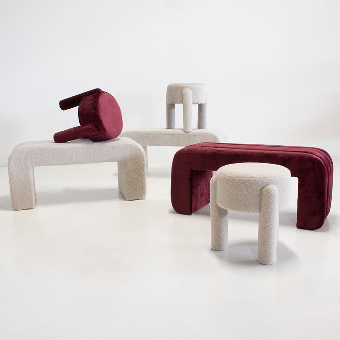 Giga Meubel - Halbankje Burgundy Stof - 99x38x46cm - Sera