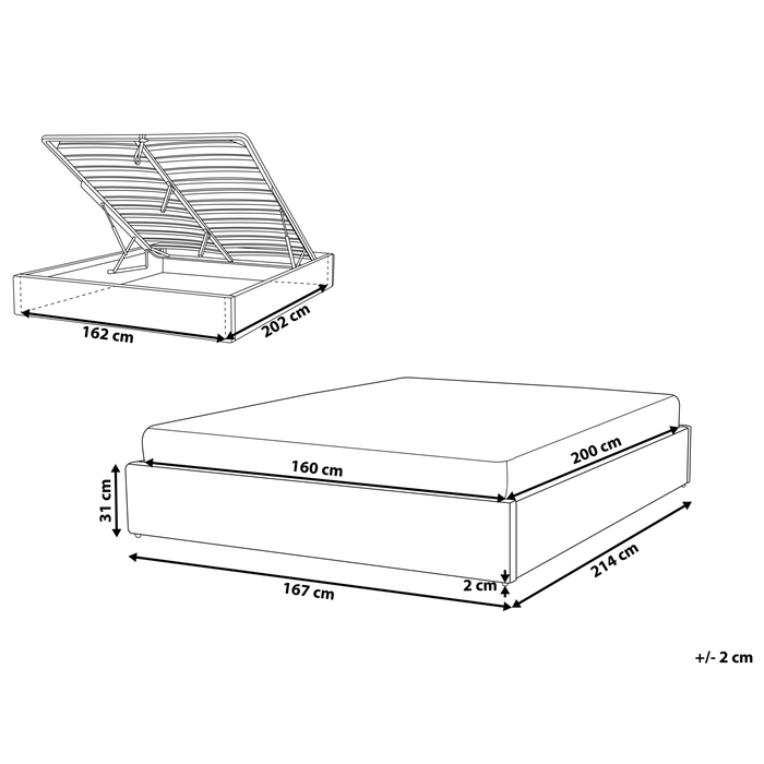 Beliani-DINAN-Tweepersoonsbed-Lichtgrijs-160 x 200 cm-Polyester