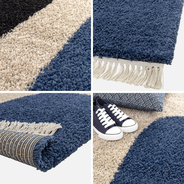 sweeek - Shaggy tapijt, geometrisch patroon, crème