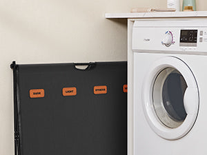 Wasmand - Wassorteerder - 4 vakken - 155 Liter - X-frame - Zwart