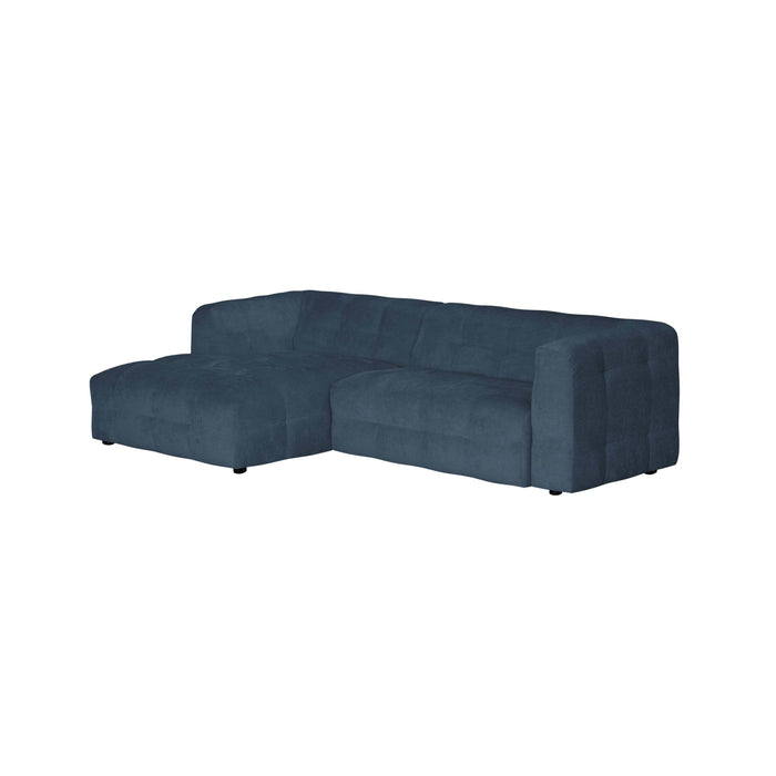 by fonQ Mush Hoekbank met Chaise Longue Links - Chenille - Blauw