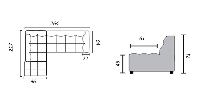 by fonQ Mush Hoekbank Links - Chenille - Blauw
