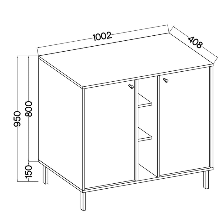 by fonQ Luvra Dressoir 2-deurs - Open Vak - Groen