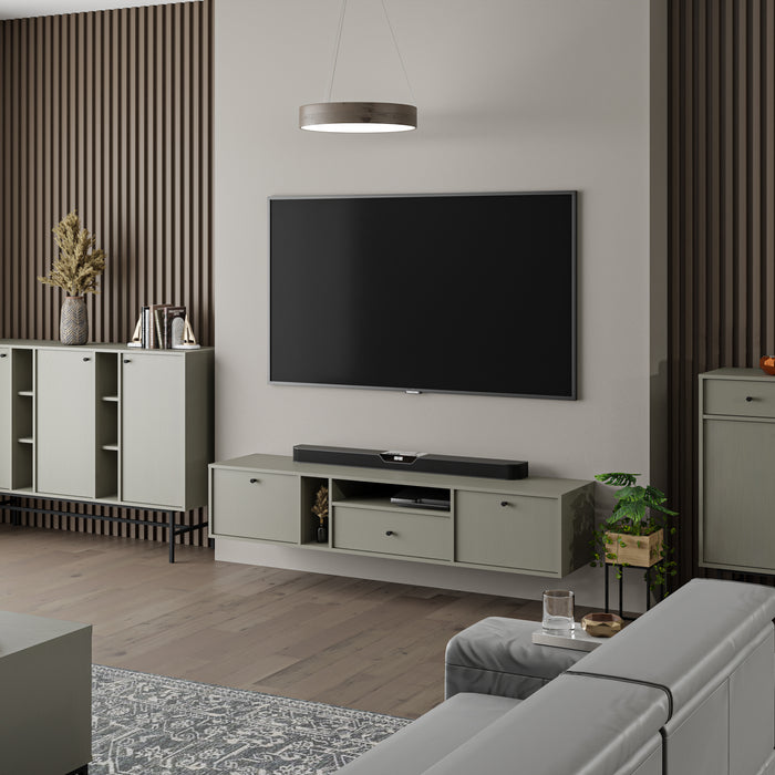 by fonQ Luvra Zwevend Tv-meubel 2-deurs - Open Vak - Groen