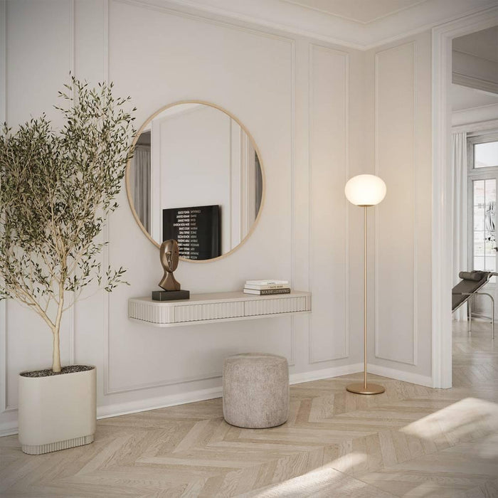 NADUVI Collection Ovarlo hangende kaptafel met groeven en twee laden,