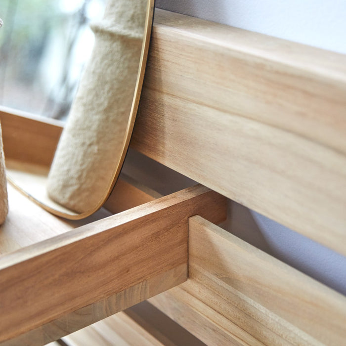 Tikamoon - Hoofdbord met legplanken van massief teakhout 270 cm