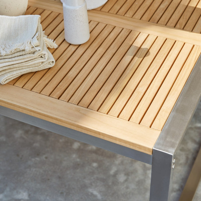 Tikamoon - Massief teakhouten en roestvrij stalen tuintafel 4|6 pers.