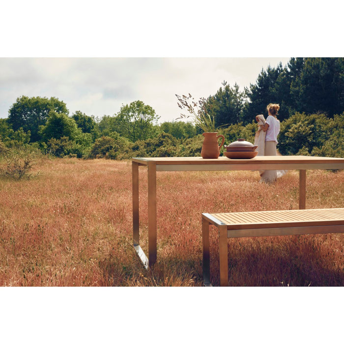 Tikamoon - Massief teakhouten en roestvrij stalen tuinset 6 pers.