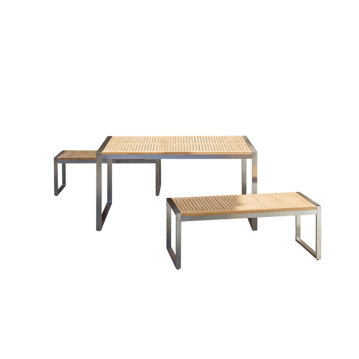 Tikamoon - Massief teakhouten en roestvrij stalen tuinset 6 pers.