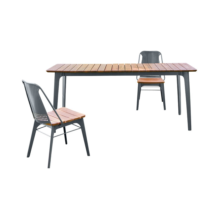 Tikamoon - Massief teakhouten en metalen tuintafel 6|8 personen.