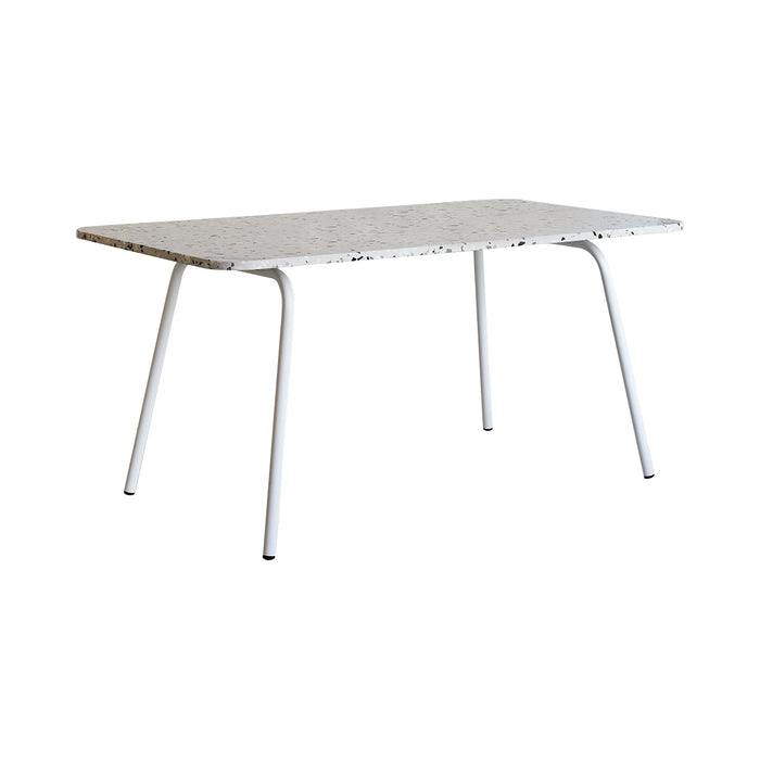 Tikamoon - Rechthoekige tuintafel van terrazzo en wit metaal 4|6 p.