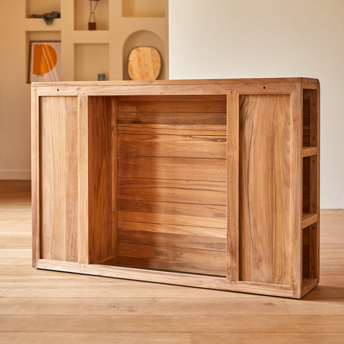 Tikamoon - Hoofdeinde met opbergruimte van massief teakhout 120 cm