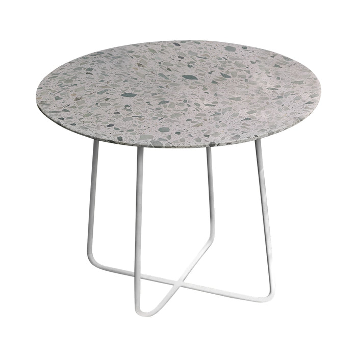 Tikamoon - Ronde tuintafel in premium terrazzo en groen metaal 4 p.