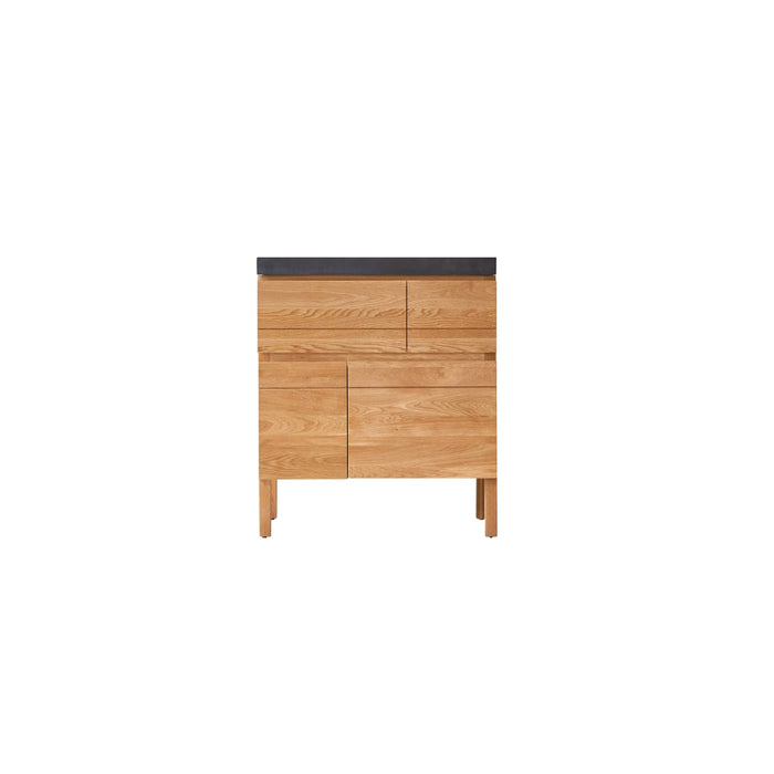 Tikamoon - Massief eikenhouten en lavastenen badkamermeubel 80 cm