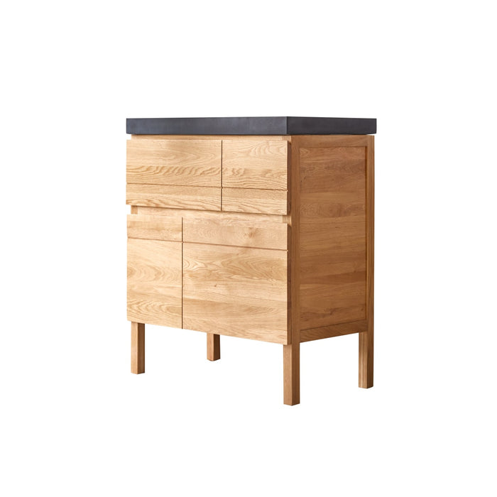 Tikamoon - Massief eikenhouten en lavastenen badkamermeubel 80 cm