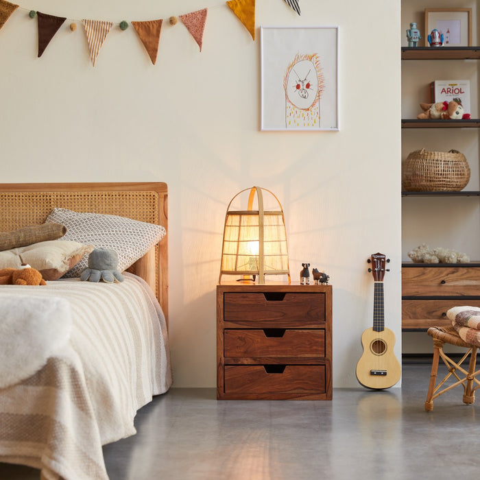 Tikamoon - Kindernachtkastje van massief palissander met 3 laden