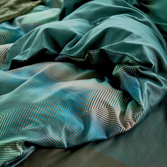 Ziggy Dekbedovertrek Sage Green | 140 x 200|220 cm | Groen | Blauw