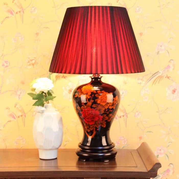 Fine Asianliving Chinese Tafellamp met Kap Keramiek