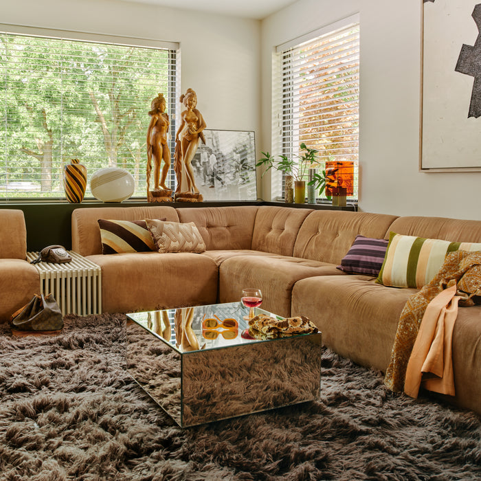 HKliving Vint Bank Element - Middenstuk - Corduroy Rib - Bruin