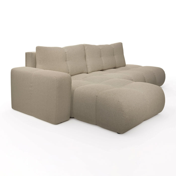 by fonQ Charme Hoekbank Links met Slaapfunctie - Weefstof - Beige