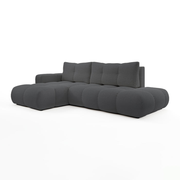 by fonQ Charme Hoekbank Links met Slaapfunctie - Weefstof - Antraciet