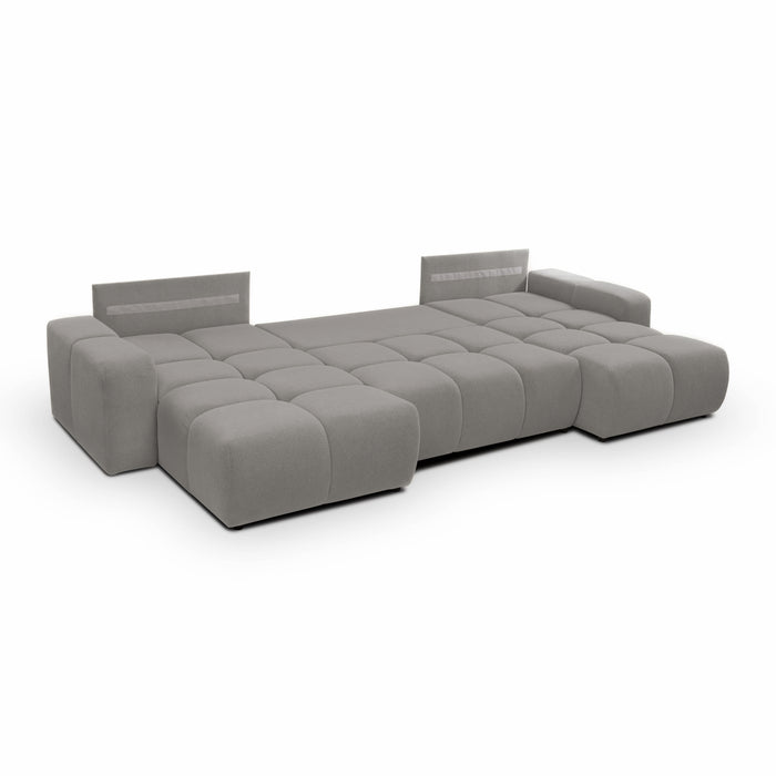 by fonQ Charme U-bank met Slaapfunctie - Weefstof - Grijs