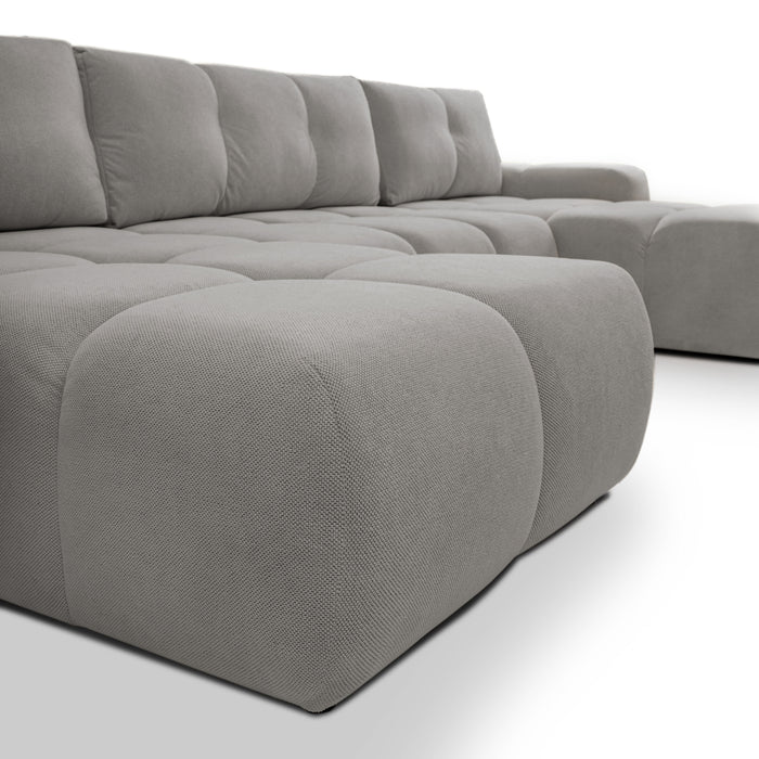 by fonQ Charme U-bank met Slaapfunctie - Weefstof - Grijs