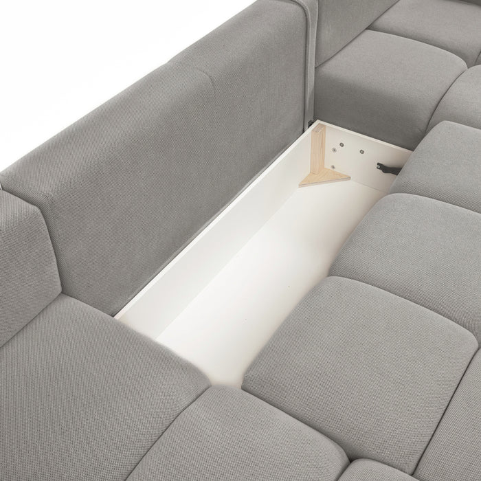 by fonQ Charme U-bank met Slaapfunctie - Weefstof - Grijs