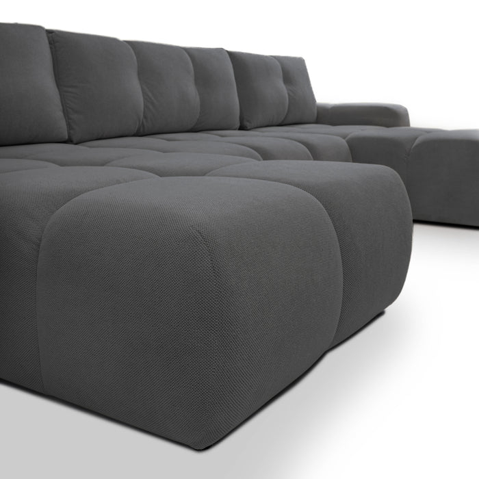 by fonQ Charme U-bank met Slaapfunctie - Weefstof - Antraciet