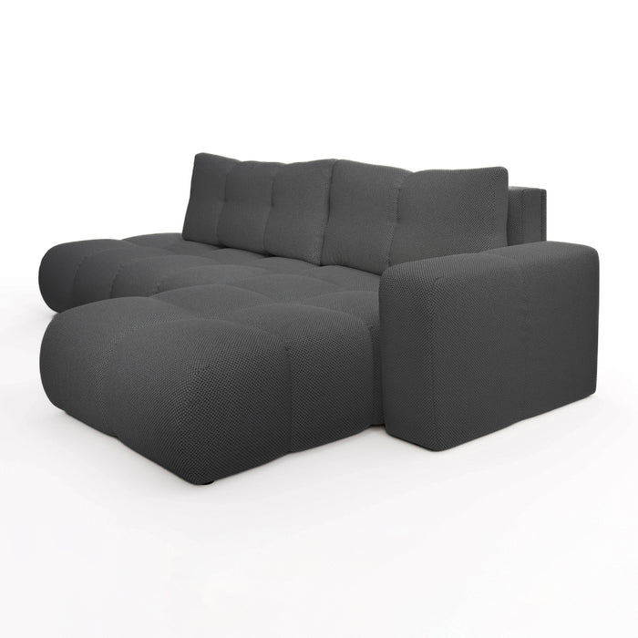 by fonQ Charme Hoekbank Rechts met Slaapfunctie - Weefstof - Antraciet