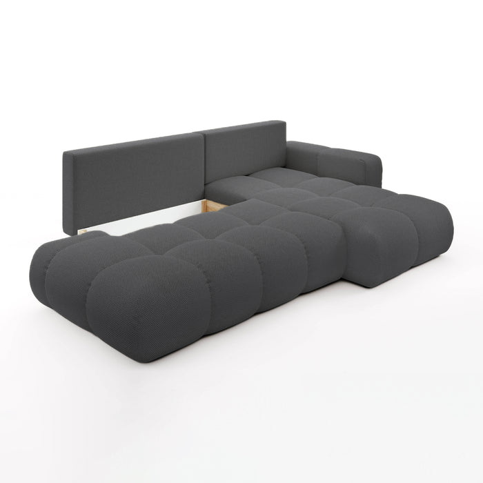 by fonQ Charme Hoekbank Rechts met Slaapfunctie - Weefstof - Antraciet