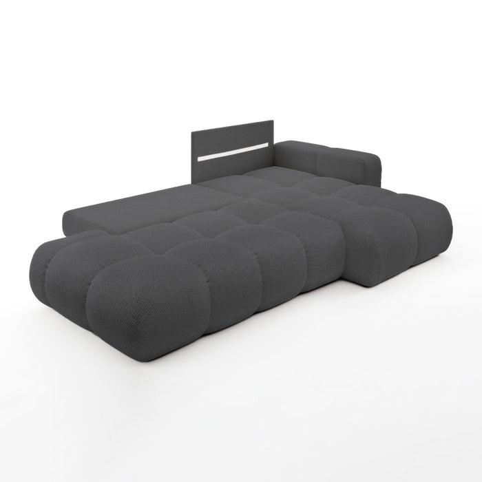 by fonQ Charme Hoekbank Rechts met Slaapfunctie - Weefstof - Antraciet