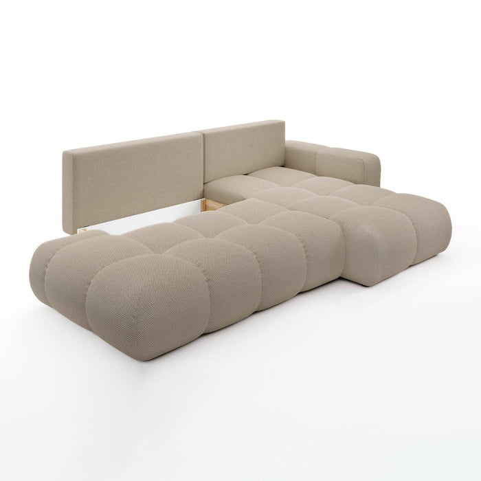 by fonQ Charme Hoekbank Rechts met Slaapfunctie - Weefstof - Beige