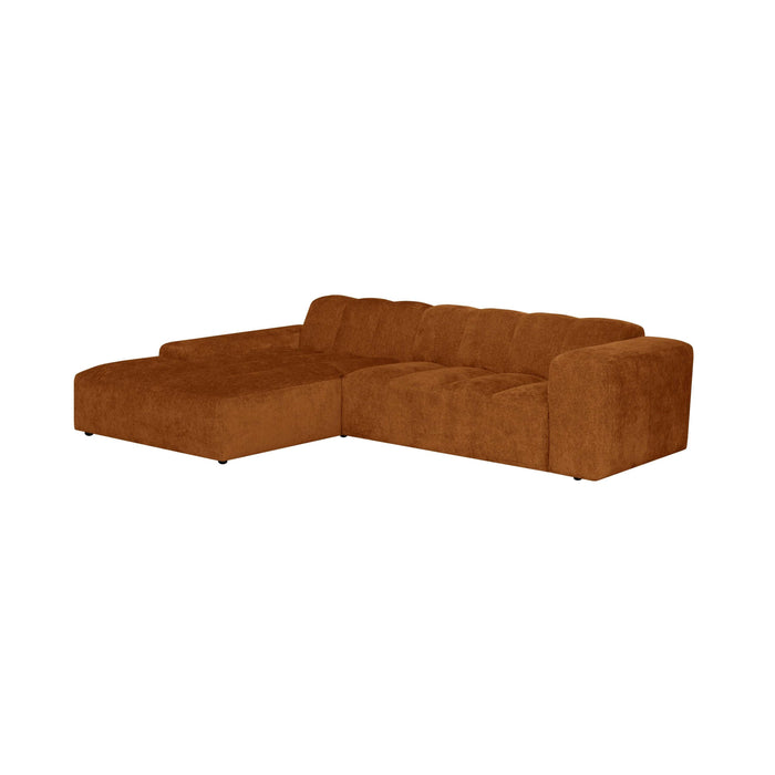 by fonQ Plume 3-zits Hoekbank met Chaise Longue XL Links - Chenille - Terra