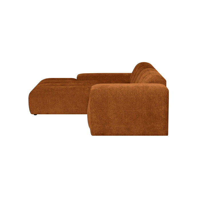 by fonQ Plume 3-zits Hoekbank met Chaise Longue XL Links - Chenille - Terra